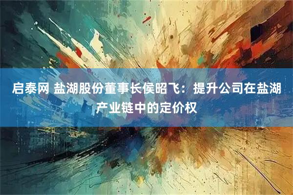 启泰网 盐湖股份董事长侯昭飞：提升公司在盐湖产业链中的定价权
