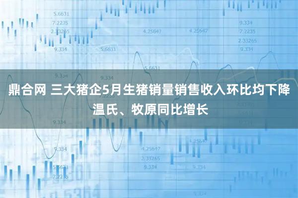 鼎合网 三大猪企5月生猪销量销售收入环比均下降 温氏、牧原同比增长